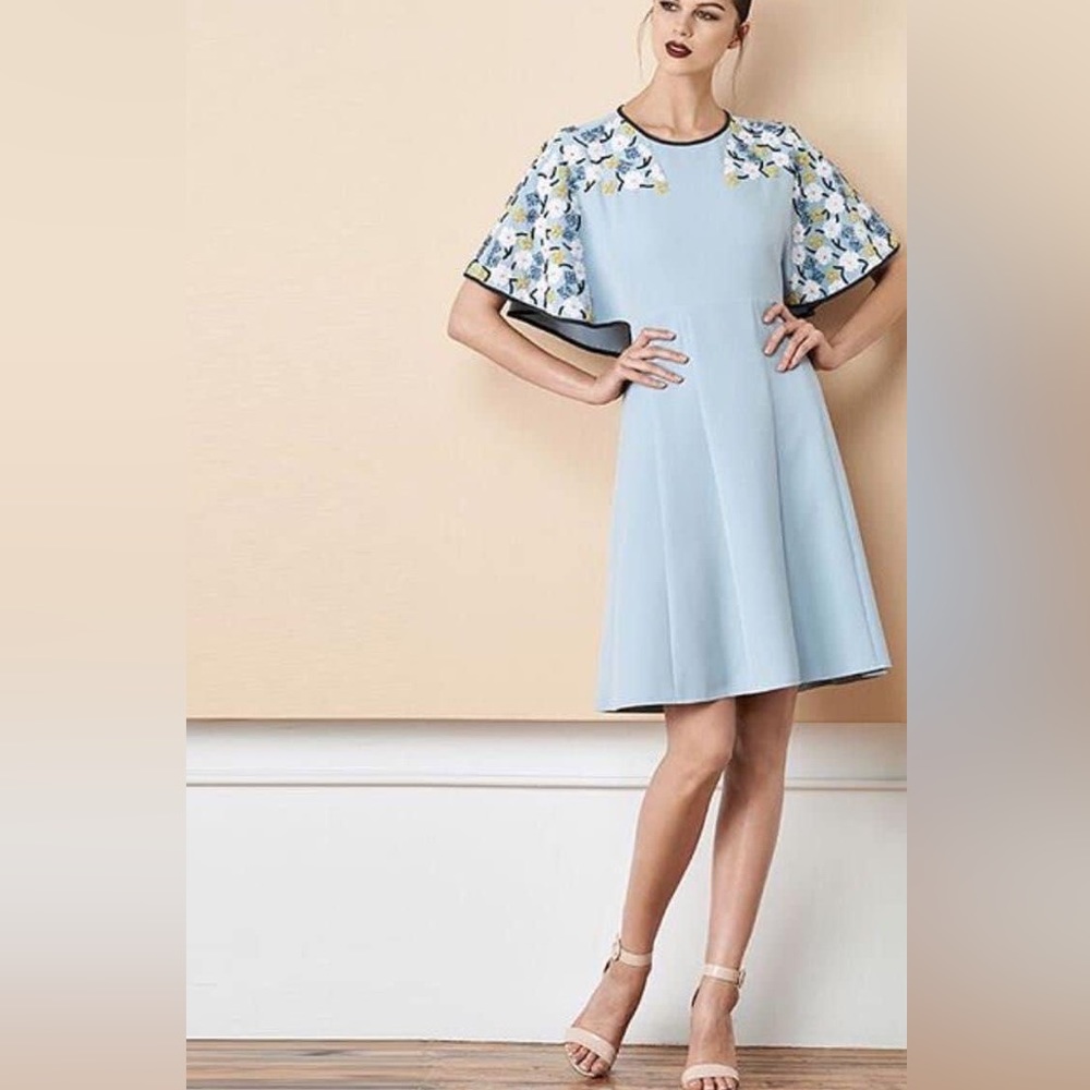 Blue Miri Couture dress with floral beaded detail